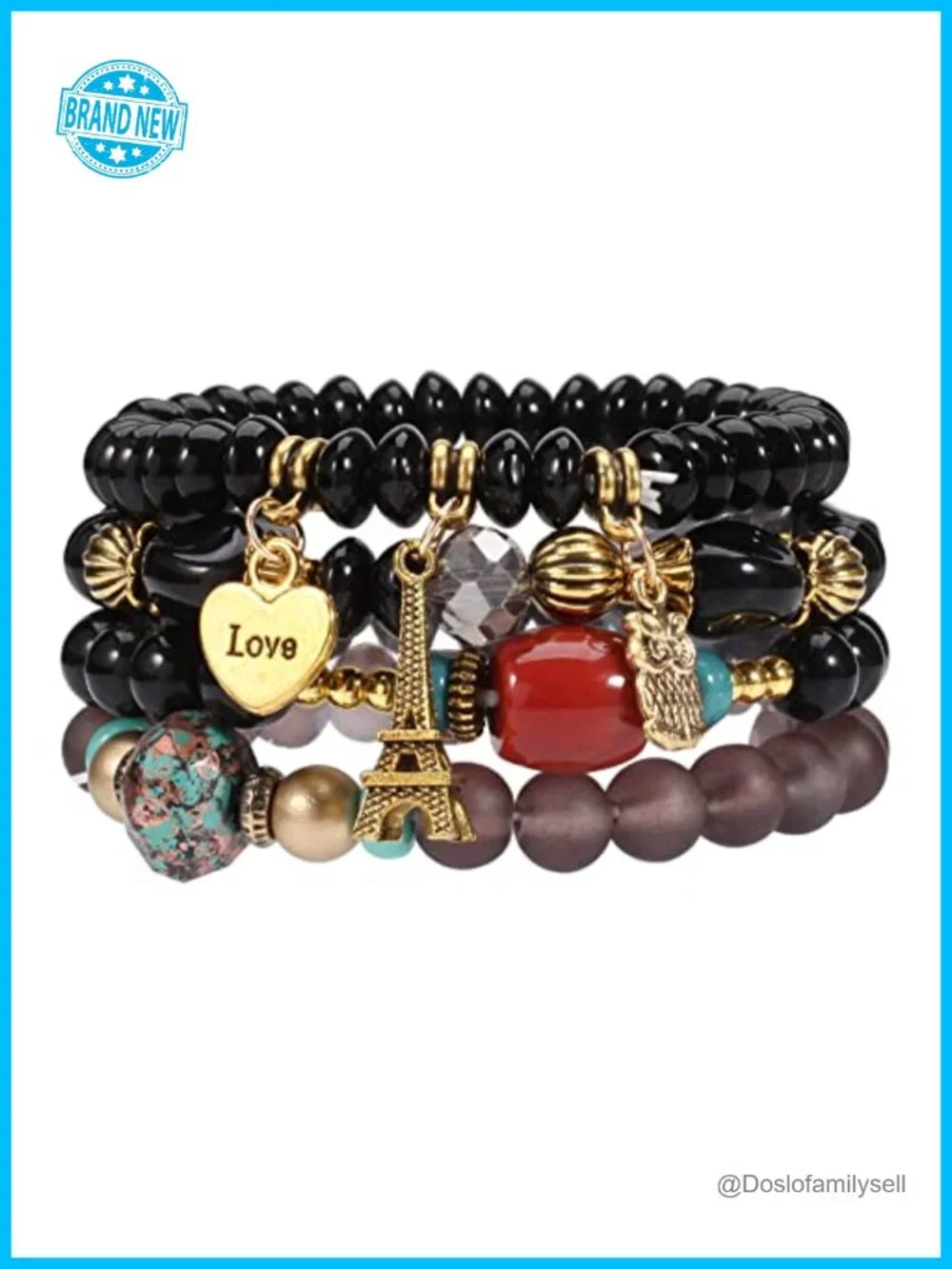 Bohemian Stretch Tassel Bracelet Set - Stackable Charm Chain Bracelets